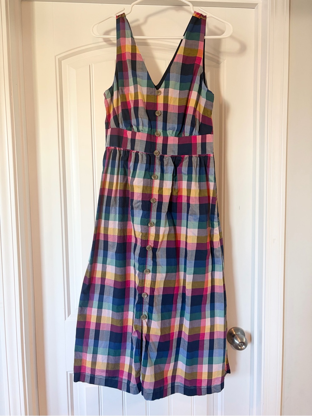 J. Crew 100% cotton colorful smocked plaid dress - size 4